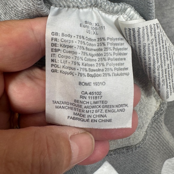 Bench Hoodie Mens Size XL Gray Pullover Pocket Spellout Casual Comfy - Picture 4 of 8